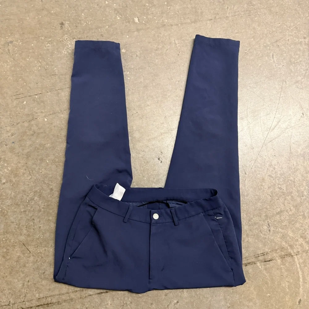 Collard Mens Golf Pants Navy Blue Stretch Recycled Blend Tapered‎ 32x34